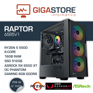 Desktop Gaming RAPTOR-65R5V1 RYZEN 5 5500 16GB RAM 512GB SSD W11